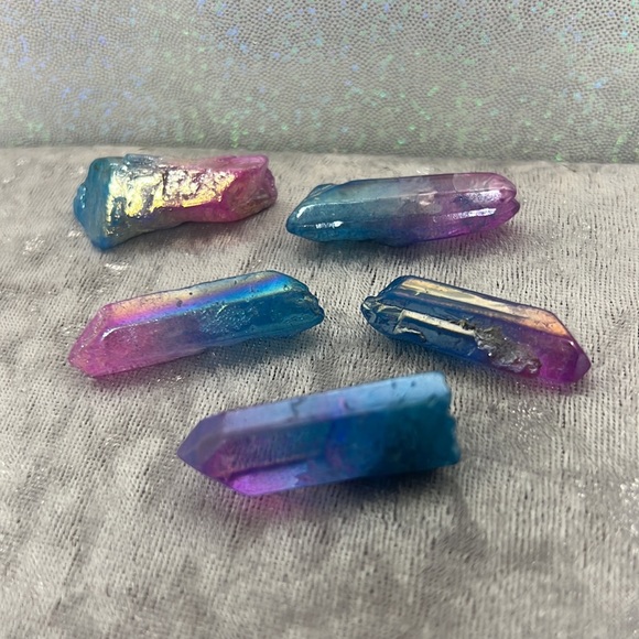 Aura quartz halo angel cotton candy crystal pink blue ombrΓ© electroplated π - Picture 8 of 16